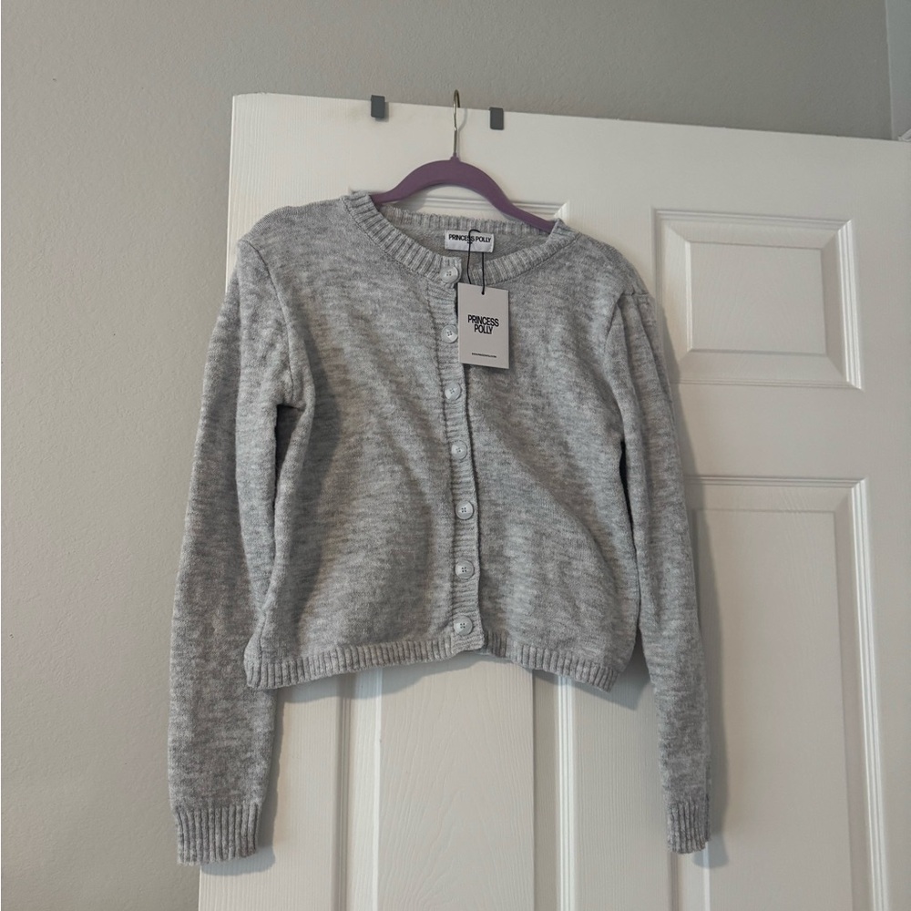 Princess Polly Light Gray Cardigan Sweater